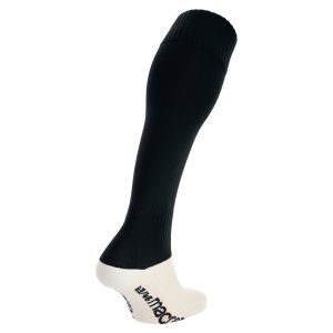 Rear view of Macron's Round Evo sock for PE in black.