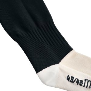Close up view of Macron's Round Evo sock for PE in black.