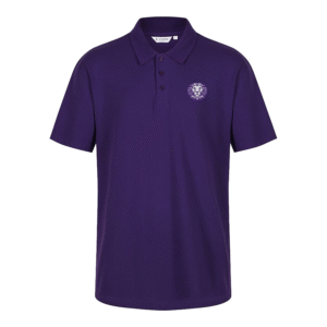 Frontal view of the St Leonards polo shirt.