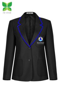 Ark Castledown dark grey blazer with royal blue trim and logo embroidered to left breast