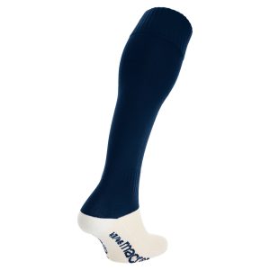 Rear view of Macron's Round Evo sock for PE in navy.