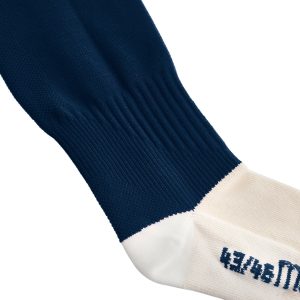 Close up view of Macron's Round Evo sock for PE in navy.