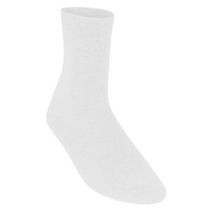 Frontal view of a plain unisex white ankle sock.