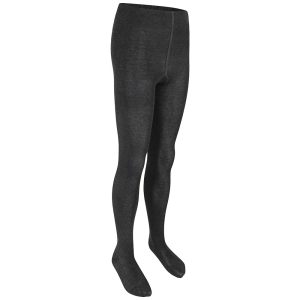 Frontal view of black cotton-rich tights.