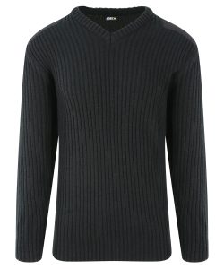 Frontal view of black NATO security jumper against a white background.
