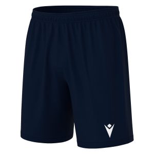 Angled frontal view of Macron's black Mesa shorts for PE.