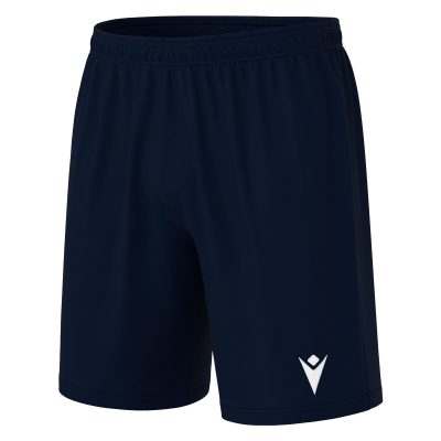 Angled frontal view of Macron's black Mesa shorts for PE.