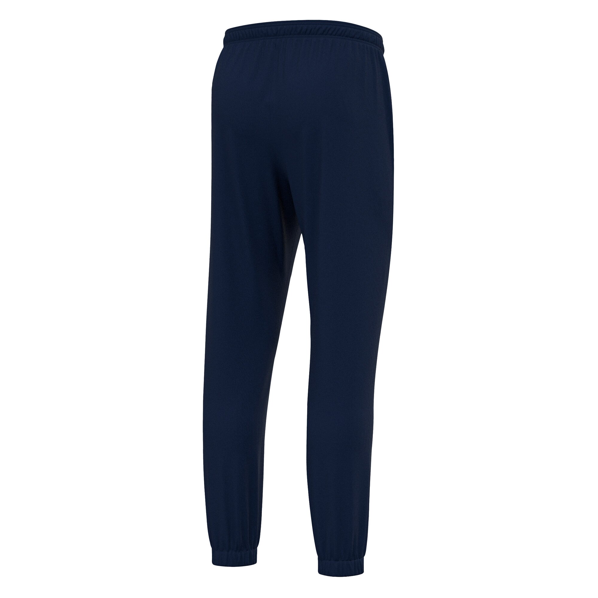 Angled rear view of Macron's Neckar tracksuit bottoms for PE in navy.