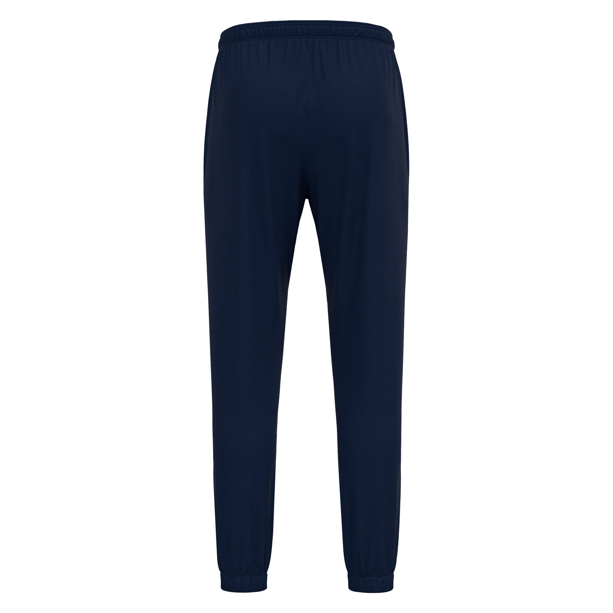 Rear view of Macron's Neckar tracksuit bottoms for PE in navy.