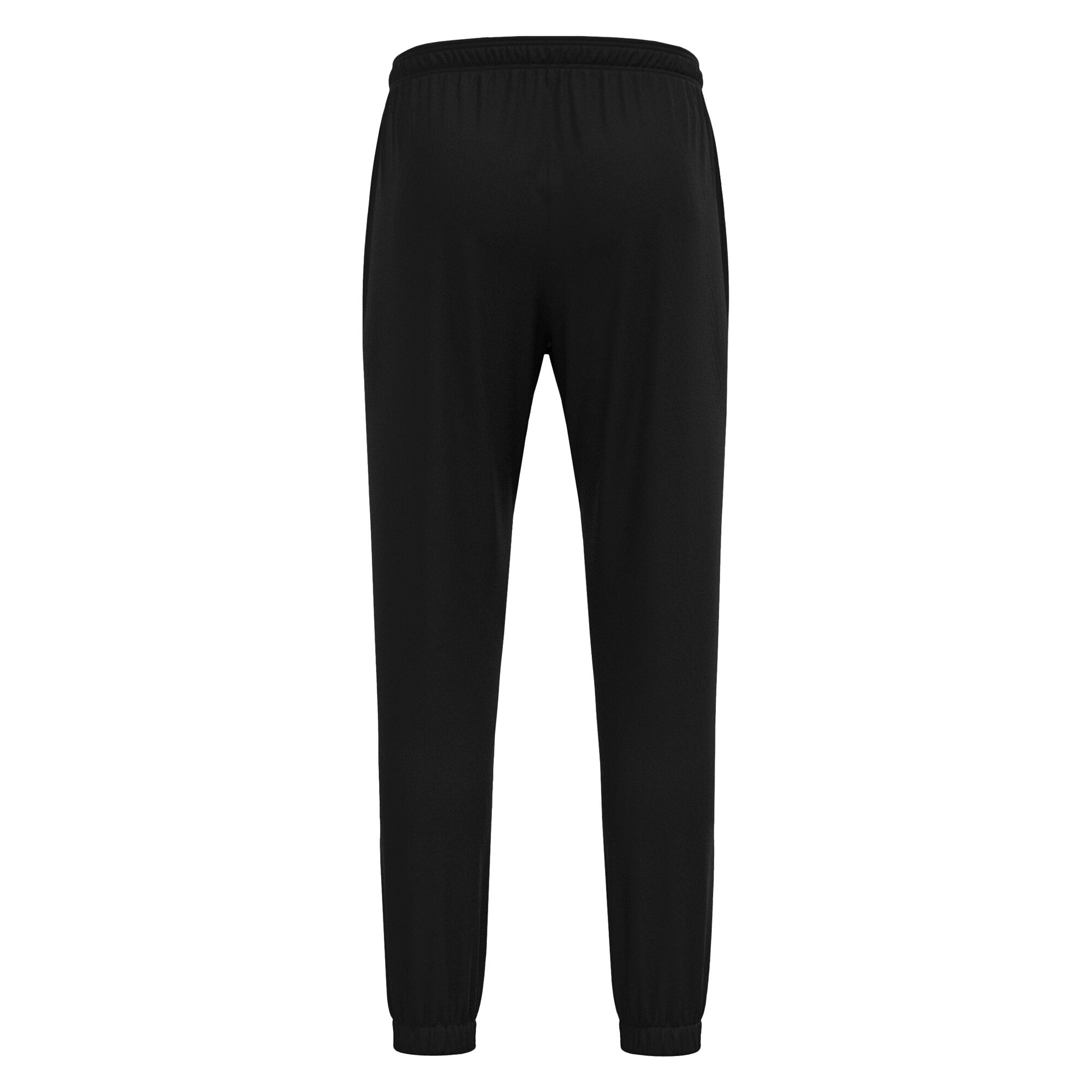 Rear view of Macron's Neckar tracksuit bottoms for PE in black.