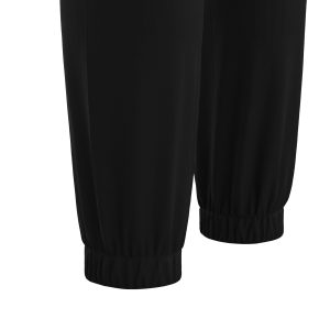 Close up view of the cuffs of Macron's Neckar tracksiot bottoms for PE in black.