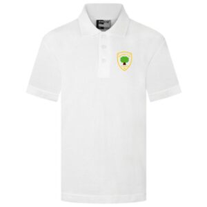 Frontal view of the Glenleigh Park Primary Academy white polo shirt