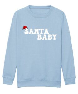 The adults "Santa Baby" Christmas sweatshirt in sky blue