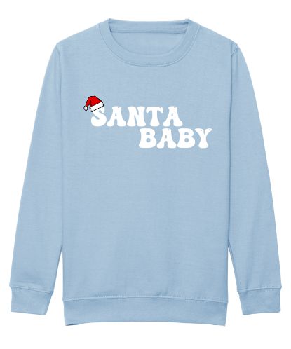 The adults "Santa Baby" Christmas sweatshirt in sky blue