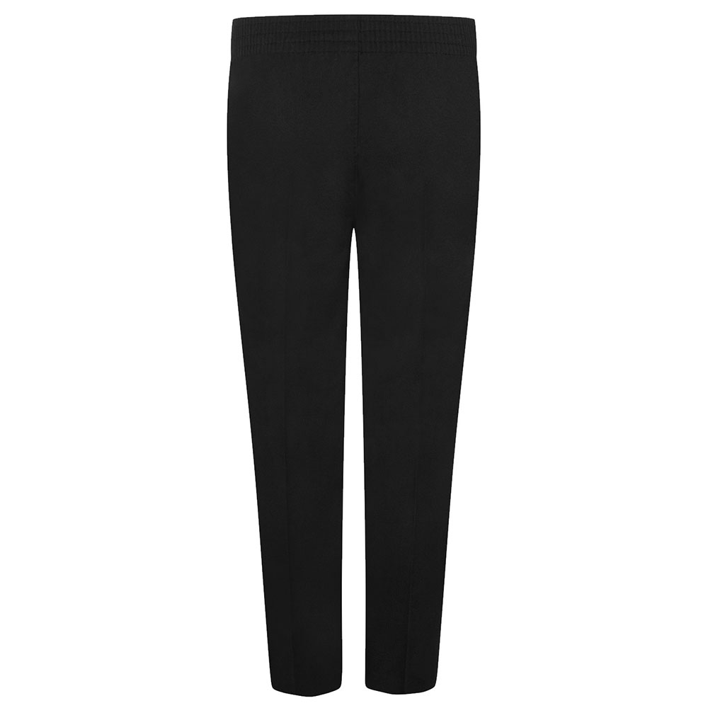 Rear view of pull-up boys' trousers in black