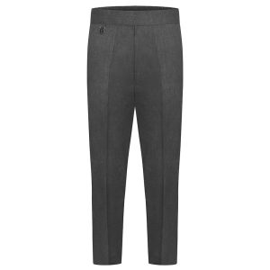 Frontal view of pull-up boys' trousers in grey