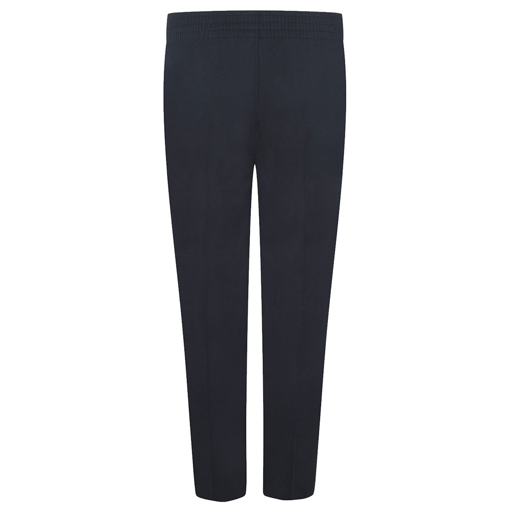 Rear view of pull-up boys' trousers in navy