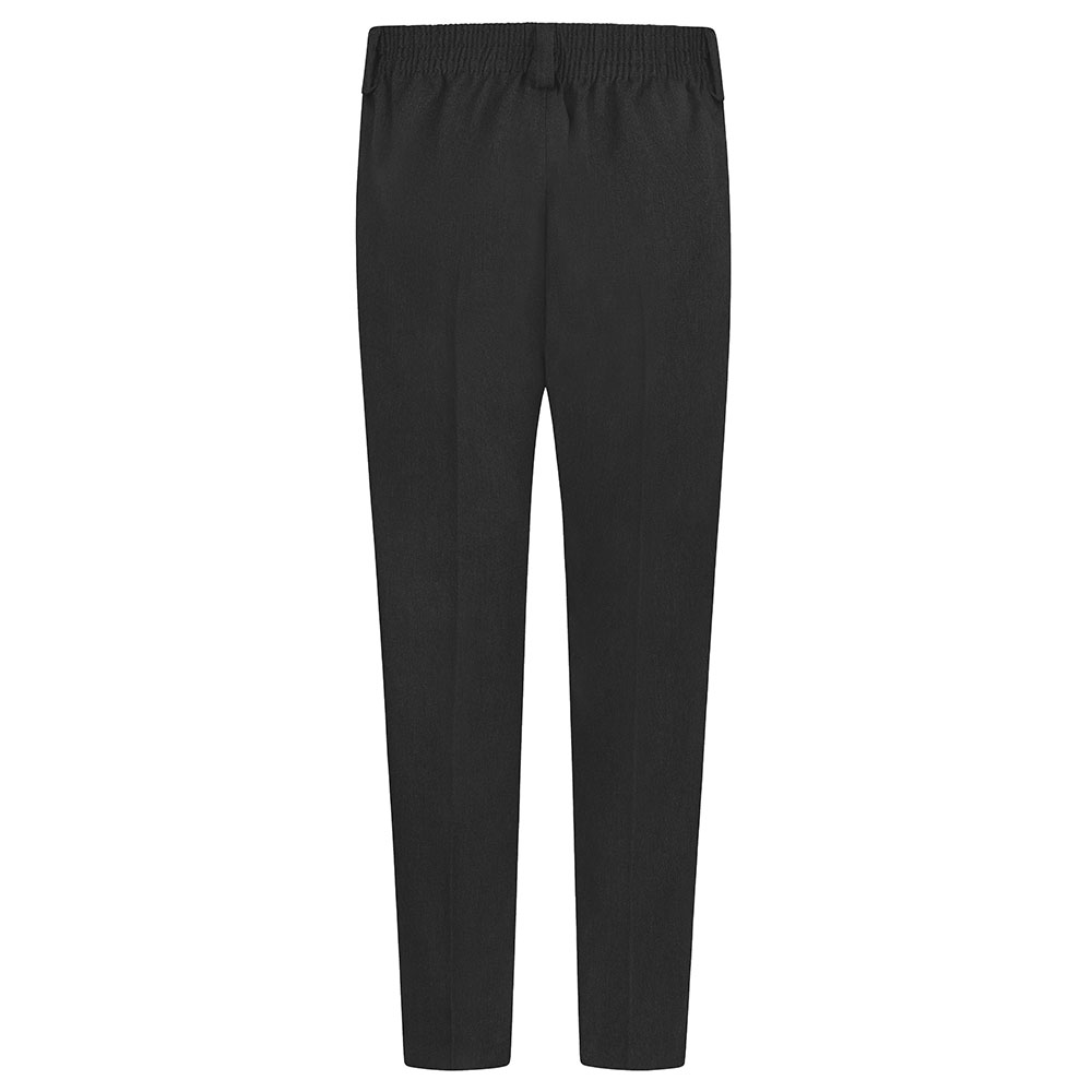 Rear view of slim fit boys trousers in charcoal