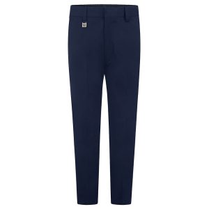Frontal view of slim fit boys trousers in navy