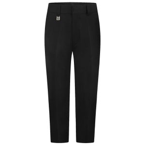Frontal view of sturdy-fit boys trousers in black