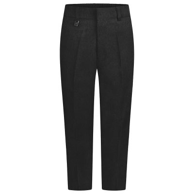 Frontal view of sturdy-fit boys trousers in charcoal
