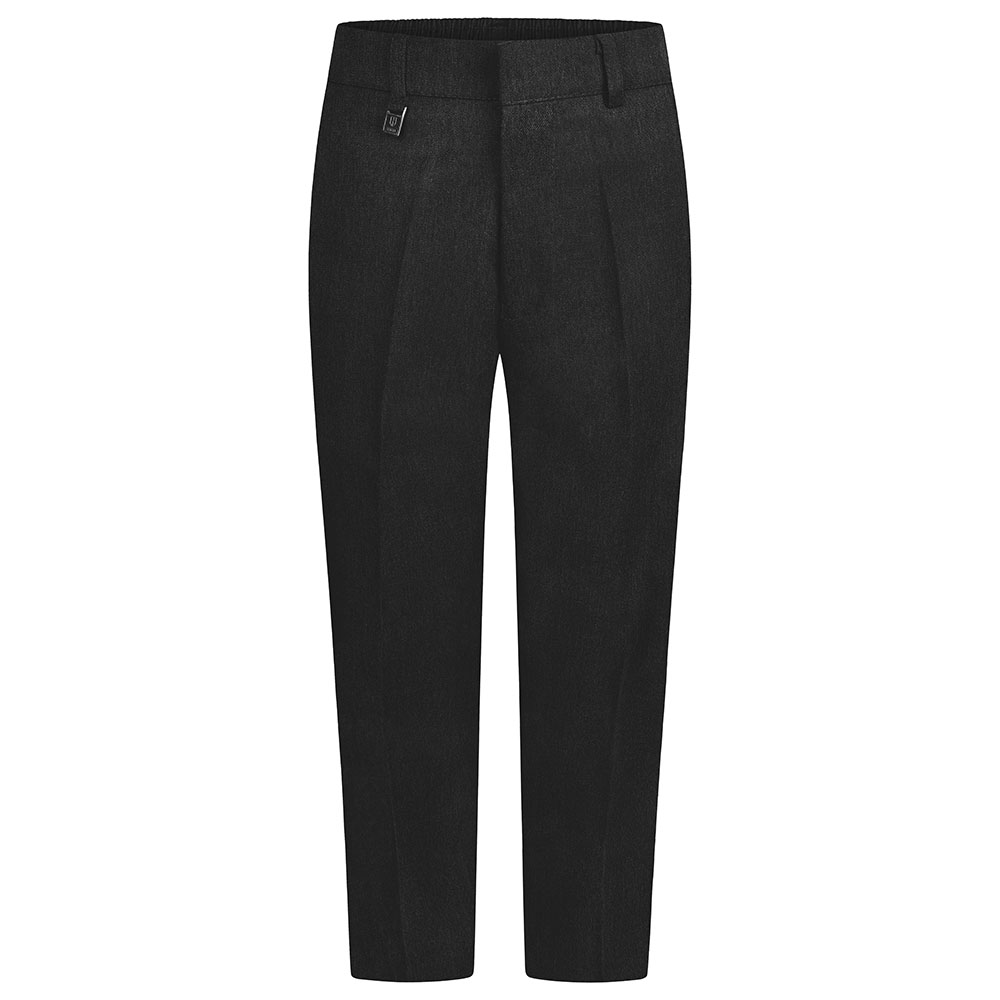 Frontal view of sturdy-fit boys trousers in charcoal