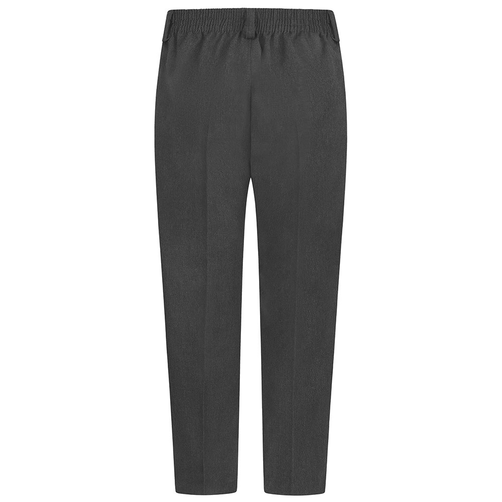 Rear view of sturdy-fit boys trousers in grey