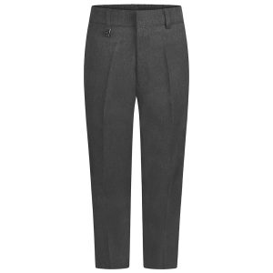 Frontal view of sturdy-fit boys trousers in grey