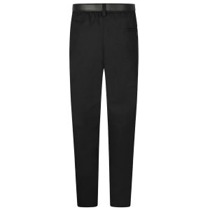 Rear view of senior sturdy-fit boys trousers in black