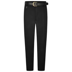 Frontal view of senior sturdy-fit boys trousers in black