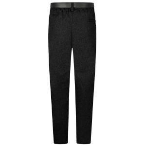 Rear view of senior sturdy-fit boys trousers in charcoal