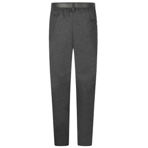 Rear view of senior sturdy-fit boys trousers in grey