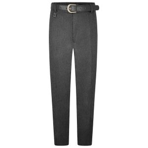 Frontal view of senior sturdy-fit boys trousers in grey