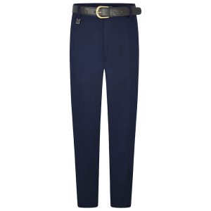 Frontal view of senior sturdy-fit boys trousers in navy
