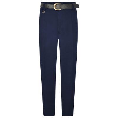 Frontal view of senior sturdy-fit boys trousers in navy