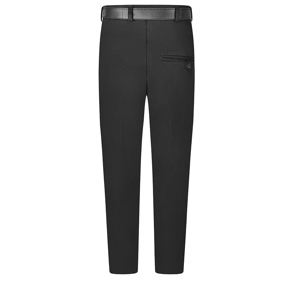 Rear view of senior standard-fit boys trousers in black