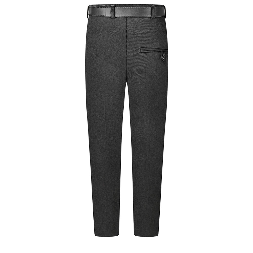 Rear view of senior standard-fit boys trousers in charcoal