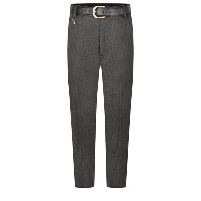 Frontal view of senior standard-fit boys trousers in grey