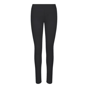 Frontal view of black athletic PE leggings.