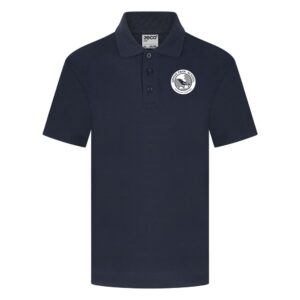 Frontal view of the Grove Park School navy polo shirt