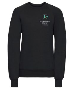 Frontal view of teh Bricklehurst Manor School black sweatshirt