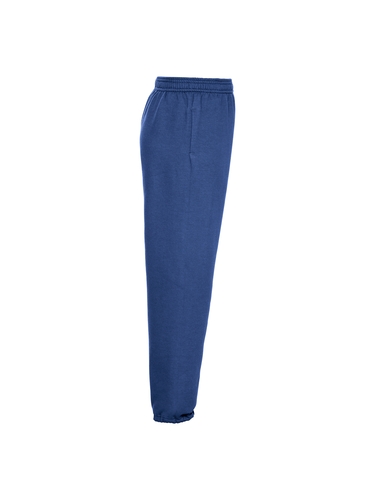 Side view of royal-blue jogging bottoms