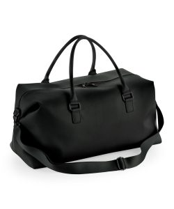 Frontal view of the Iris weekender bag in black
