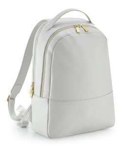 Frontal view of the Penelope backpack in soft grey