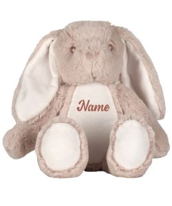 Frontal view of the personalised "Bradley" brown bunny teddy