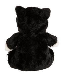 Rear view of the black personalised "Cooper" cat teddy