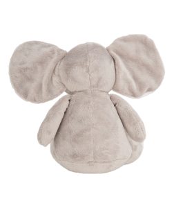 Rear view of the grey personalised "Emma" elephant teddy