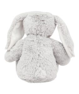 Rear view of the personalised "Gregory" grey bunny teddy