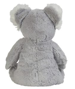 Rear view of the grey personalised "Kylie" koala teddy