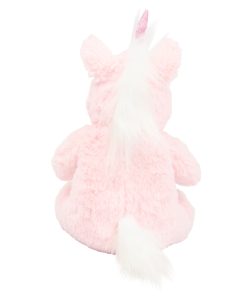 Rear view of the personalised "Pearl" pink unicorn teddy